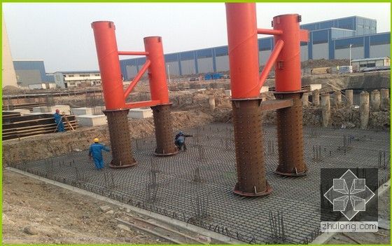 [天津]钢结构试验厂房工程创市级文明工地汇报材料（99页 附图丰富）-钢管柱轴线位置及标高校正