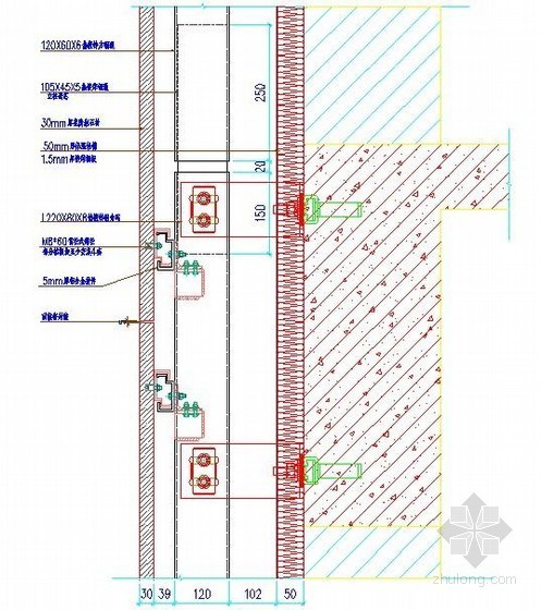 石材竖剖节点详图资料下载-石材幕墙标准竖剖节点详图