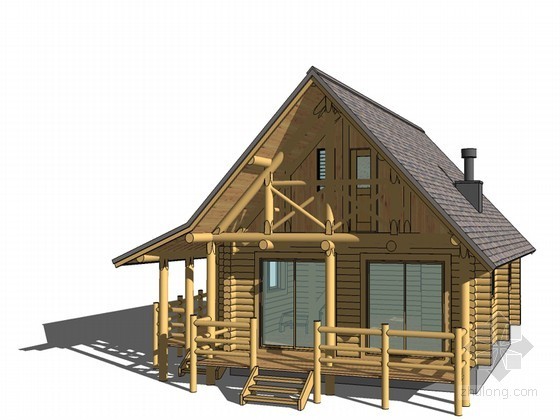 科罗曼德尔乡村小屋资料下载-木质小屋SketchUp模型下载