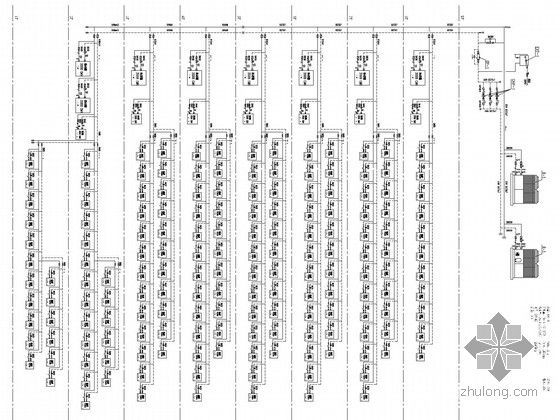 [江苏]文化服务中中空调通风及防排烟系统设计施工图（含节能设计）-空调冷热水系统流程图