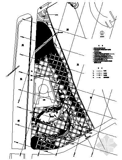 广场排水CAD图资料下载-广场平面排水图