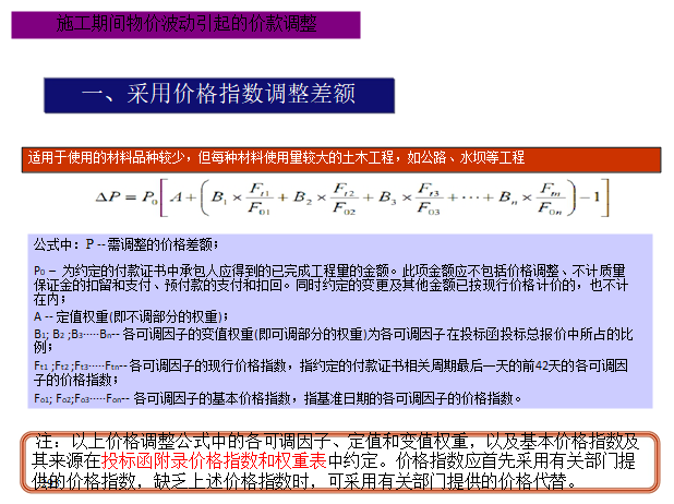 2013清单计价规范完整讲义（250页）-价格指数调整