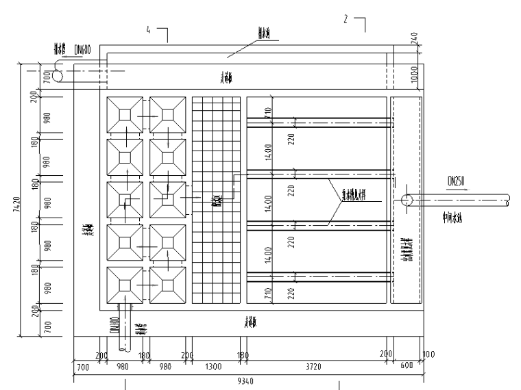 铝塑板剖面节点资料下载-广东某纯水公司反应沉淀池平剖面节点图
