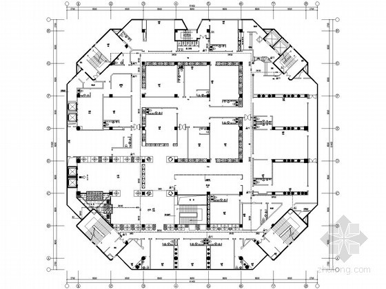 大型娱乐场所建筑给排水图纸-五层消火栓布置平面图 