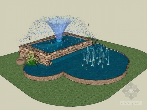 水景喷泉sketchup资料下载-喷泉sketchup模型下载