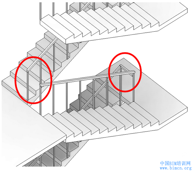 楼梯的位置资料下载-BIM软件小技巧：REVIT高效的楼梯扶手转角连接技巧