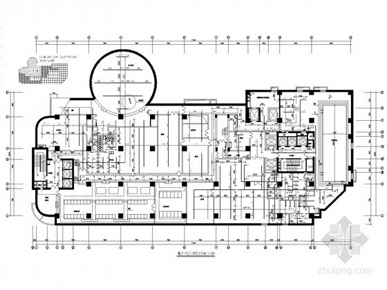 [四川]超高层酒店办公楼给排水及消防施工图设计-地下一层自喷给水平面 