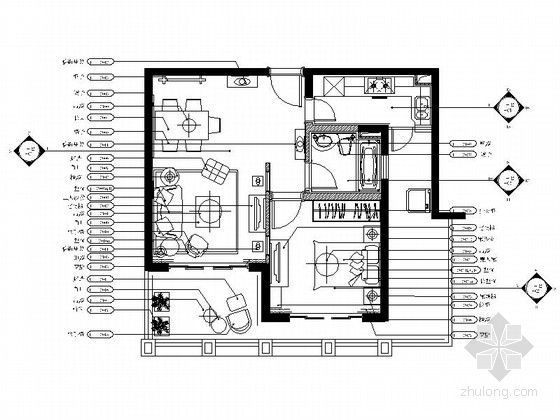 一居室家庭室内装修资料下载-[上海]精品高档现代一居室室内装修施工图（含效果）