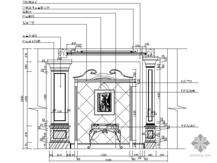 欧式门厅模型资料下载-欧式玄关立面图
