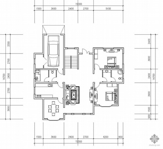 180独栋别墅户型图资料下载-三层独栋别墅户型图(325)