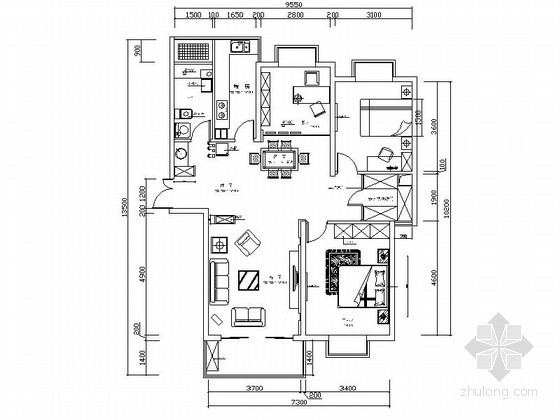 室内两室两厅设计装修方案资料下载-[江苏]三室两厅室内装修方案