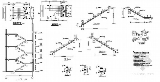 住宅楼梯设计课件资料下载-某砖混住宅楼梯节点详图