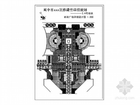 住宅区详细规划规划深度资料下载-[阆中]某地区修建性详细规划3、4号地块市政广场设计图