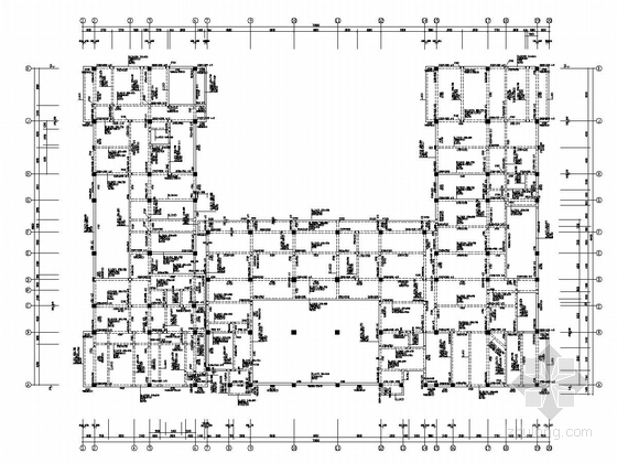 [上海]六层框架结构综合大楼结构图-二层梁配筋图