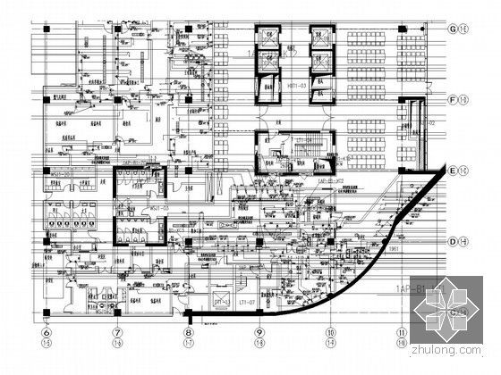[北京]知名集团总部大楼全套电气图纸(全套楼宇控制 知名院)-地下一层厨房电气分区平面图
