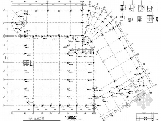 室内训练场底部框架网架屋顶结构施工图-柱平法施工图 