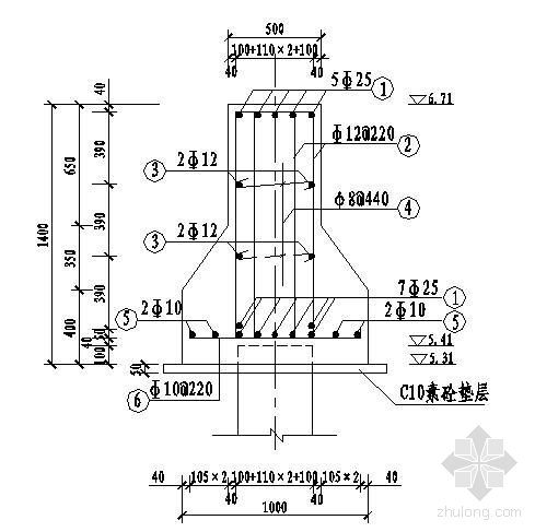 80t龙门吊构造图资料下载-40T龙门吊基础图