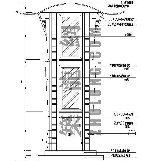 标志指示牌资料下载-入口广告牌施工详图