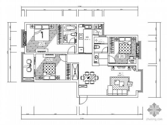 一套三居室室内设计资料下载-[江苏]三居室内设计方案图