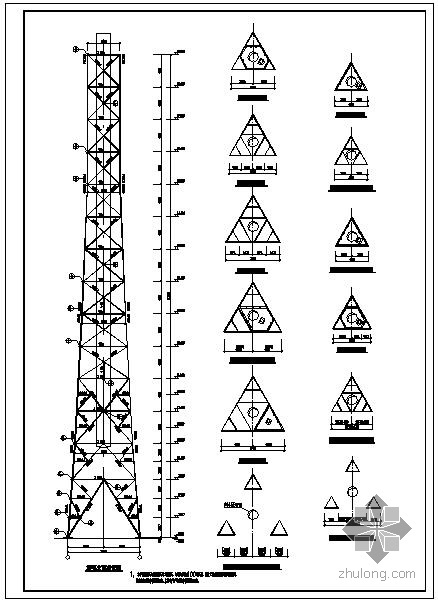 塔架基础设计资料下载-某排气筒塔架结构设计图