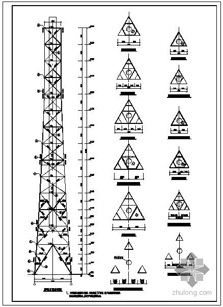 塔架结构施工资料下载-某排气筒塔架结构设计图