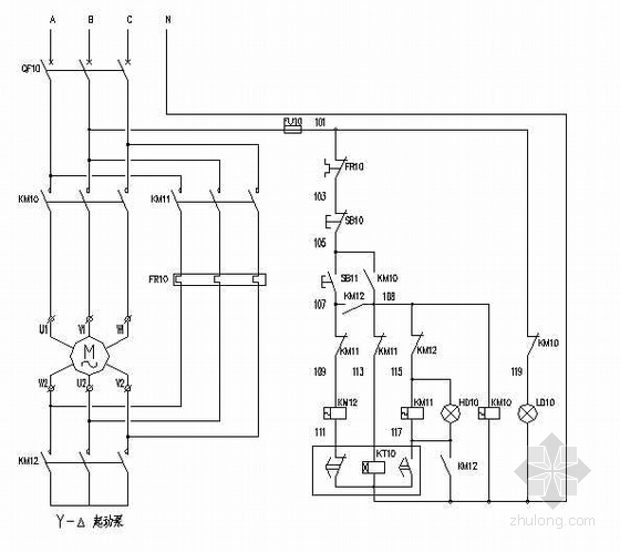 电机星三角启动原理图资料下载-18.5kW星三角起动控制原理图