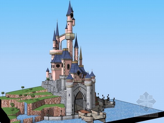 迪士尼城堡建筑施工图设计资料下载-睡美人城堡迪斯尼乐园sketchup模型下载