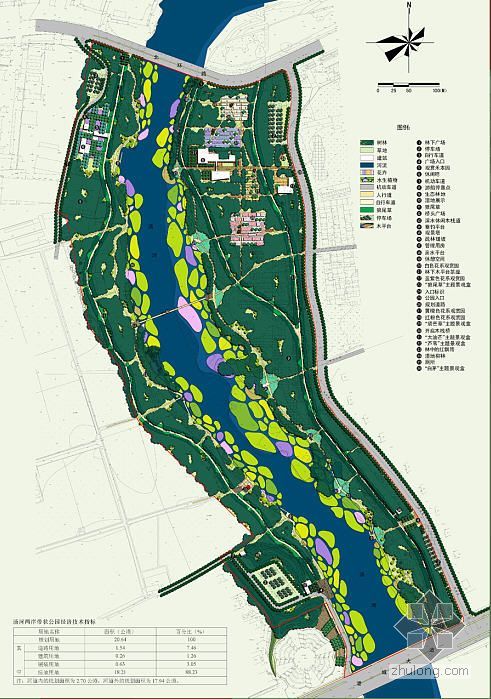 小型滨河景观公园规划资料下载-秦皇岛某滨河带状公园规划总图