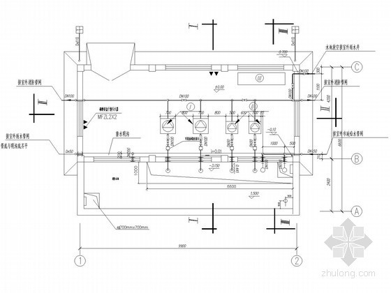 水泵房及水箱等设备房详图-泵房平面图 