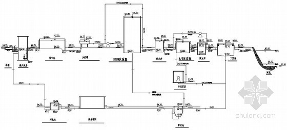 废水处理厂设计高程图资料下载-[广西]淀粉厂废水处理流程图（含提升泵）