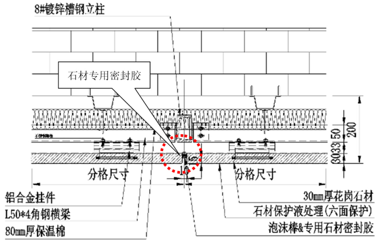 内蒙古广播影视数字传媒中心幕墙工程施工组织设计（400余页）-石材幕墙防水示意图