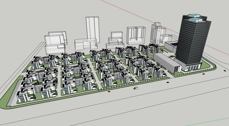居住建筑设计作业资料下载-居住区基地建筑设计模型
