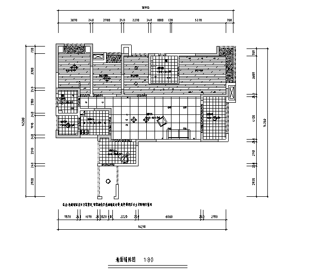 单身男士公寓住宅设计施工图（附效果图）-地面铺贴图