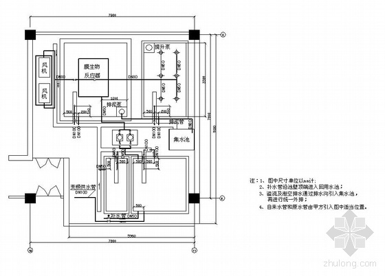 中水处理系统CAD资料下载-某市水利局办公楼中水回用处理工程图纸