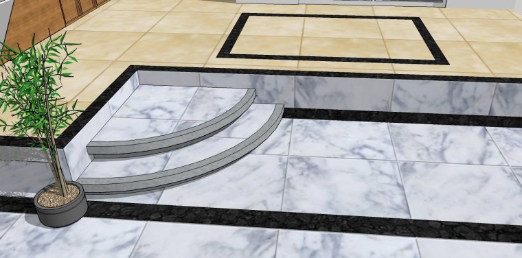 自承式圆弧钢管方案资料下载-求教：室内错层客厅圆弧台阶如何处理？