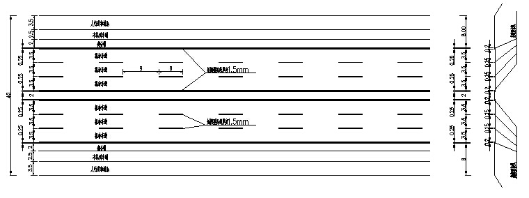 40m宽双向六车道城市Ⅰ级主干道工程初步设计图215张CAD（道路地下通道管线，交通绿化）-标准路段标线设计图