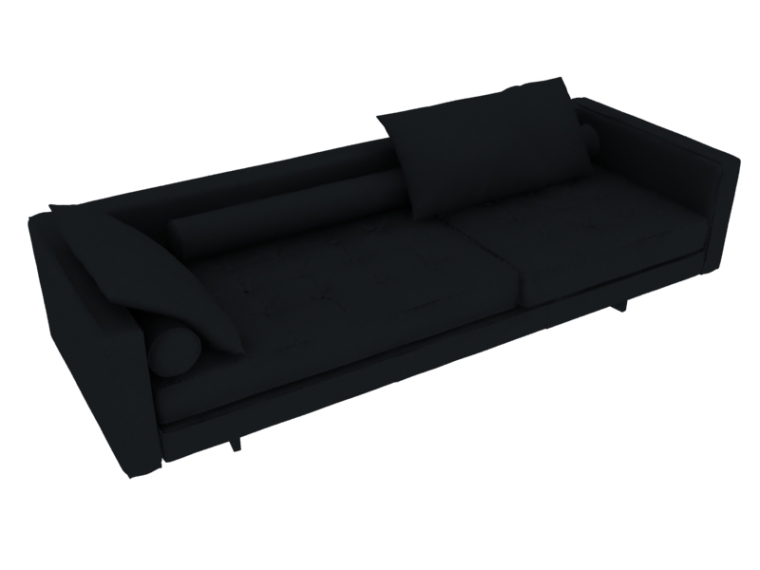 以色列主流黑色公寓资料下载-黑色沙发3D模型下载