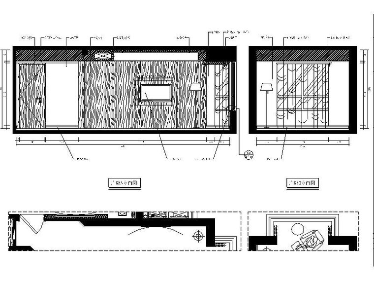 [福建]现代简约三居室设计施工图（含效果图）-[福建]现代简约三居室设计立面图