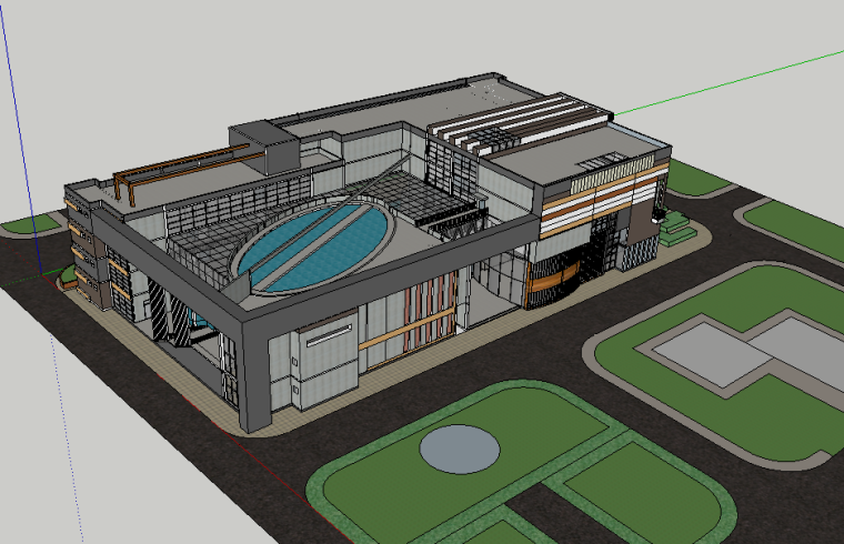 德国馆3dmax模型资料下载-某图书馆SU建筑模型