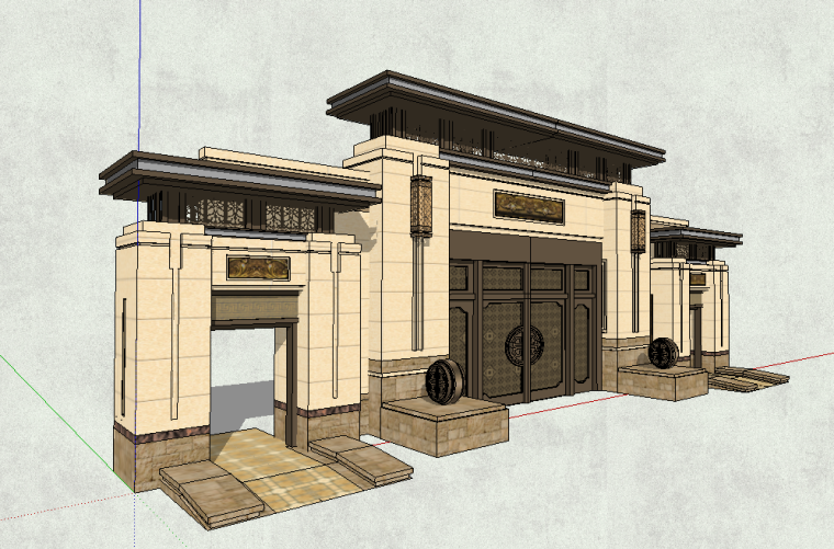 某居住区入口大门模型设计（新中式风格）-场景五