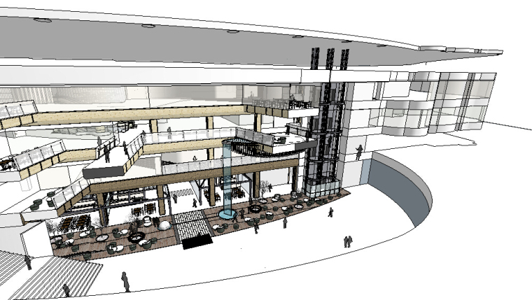 [福州]三迪中心商场深化设计原版SU模型-商场模型预览（2）