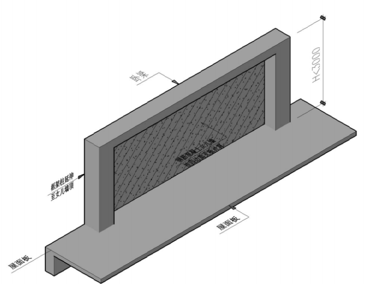 倒灌高度资料下载-不同高度女儿墙做法结构图(最高5m)