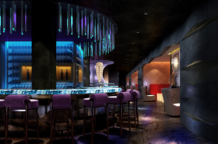 悦酒廊酒吧空间设计施工图（附效果图）-西宁酒吧角度一