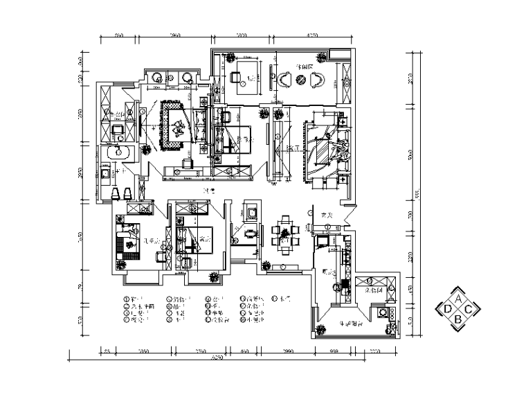 新中式样板房SU模型资料下载-新中式样板房设计CAD施工图（含效果图）