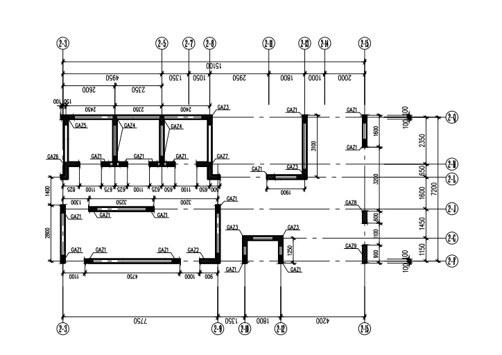 41层纯剪力墙住宅楼结构施工图（CAD、28张）-剪力墙布置图