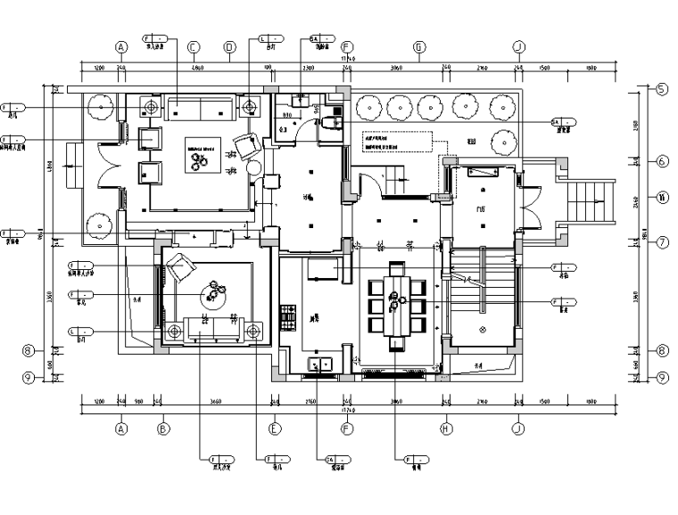 餐桌装修施工图资料下载-[上海]风景水岸样板房三居室住宅设计施工图（附效果图）