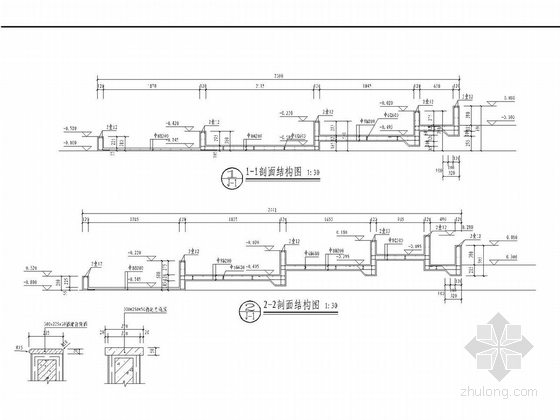 [广州]现代风格居住区绿化施工全套图纸-剖面结构图