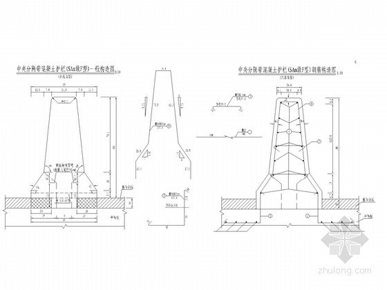 公路波型护栏施工资料下载-SS级加强型混凝土护栏设计图(现浇梁)