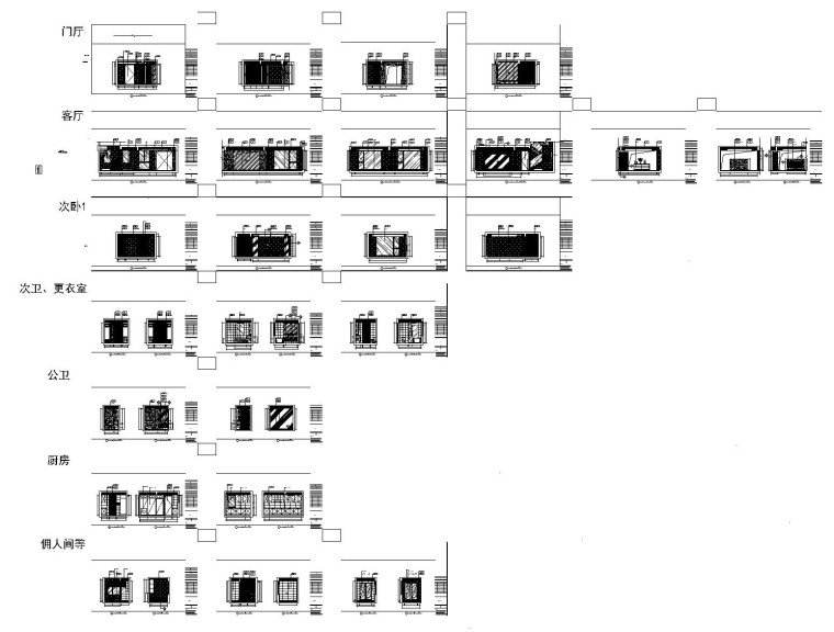 知名地产某豪宅样板别墅内部装修施工图（附效果图）-一层立面图-Model