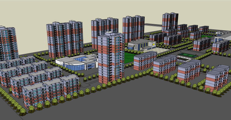 居住区公共服务建筑资料下载-某居住区建筑设计模型